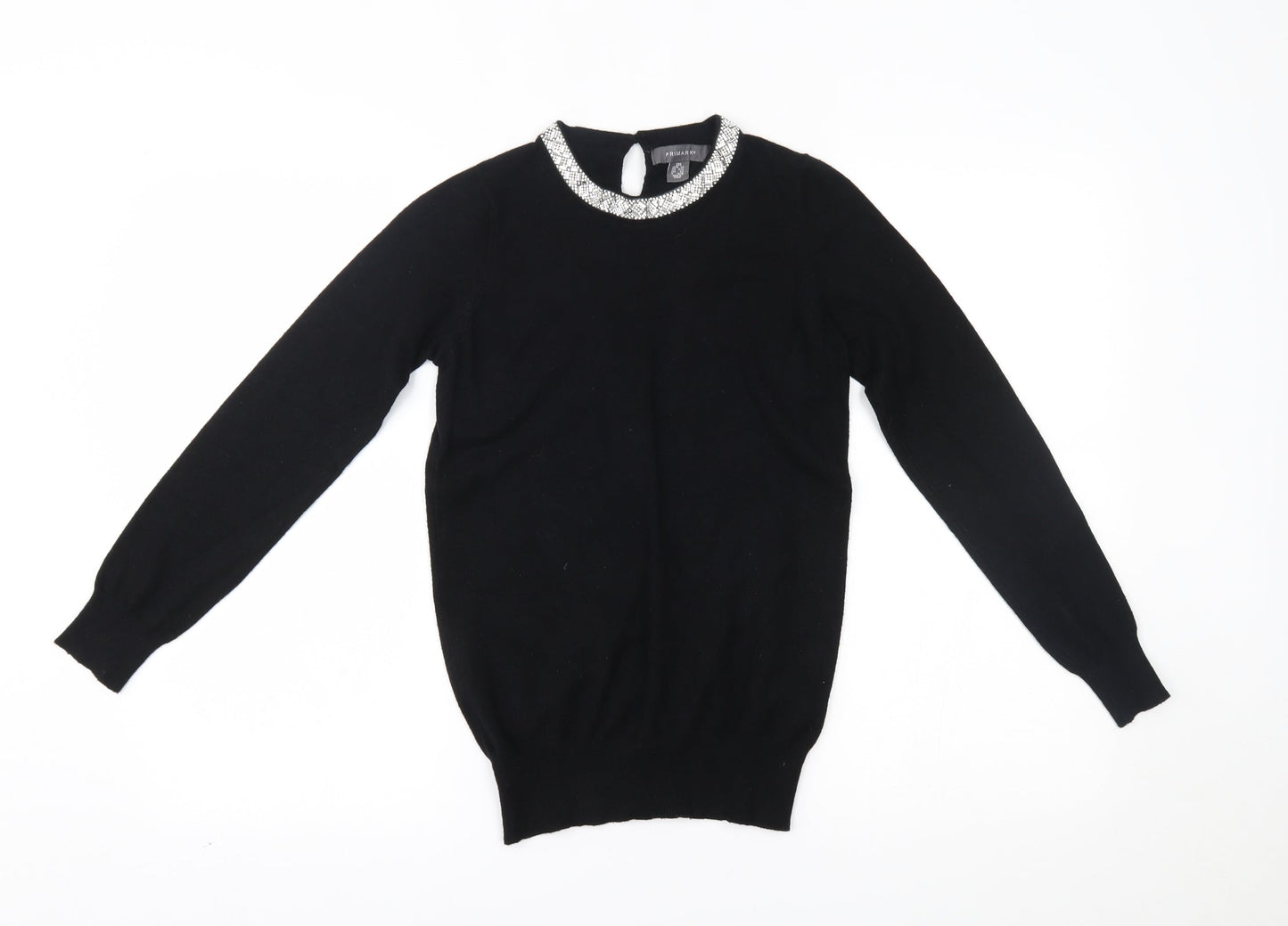 Primark Womens Black   Pullover Jumper Size 2XS  - decorated neckline
