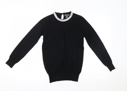 Primark Womens Black   Pullover Jumper Size 2XS  - decorated neckline