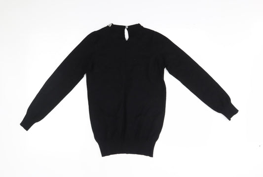 Primark Womens Black   Pullover Jumper Size 2XS  - decorated neckline