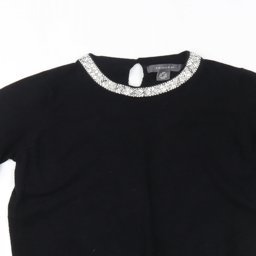 Primark Womens Black   Pullover Jumper Size 2XS  - decorated neckline