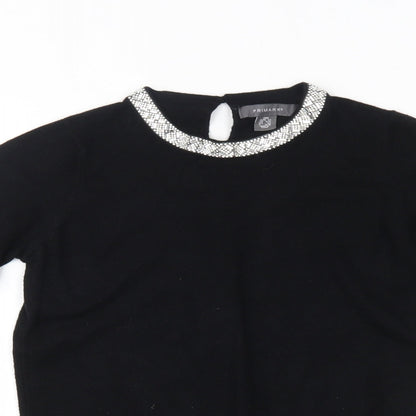 Primark Womens Black   Pullover Jumper Size 2XS  - decorated neckline