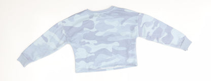 Primark Girls Blue Camouflage  Pullover Sweatshirt Size 9-10 Years  - cropped, j'adore weekends