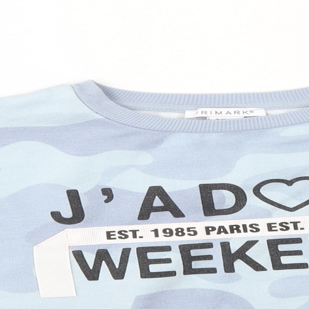 Primark Girls Blue Camouflage  Pullover Sweatshirt Size 9-10 Years  - cropped, j'adore weekends