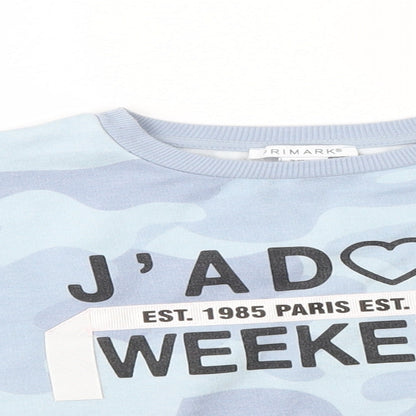 Primark Girls Blue Camouflage  Pullover Sweatshirt Size 9-10 Years  - cropped, j'adore weekends