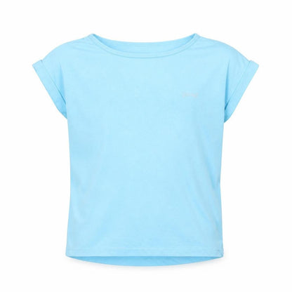 Front view of USA Pro girls’ blue basic t-shirt, size 9-10, years