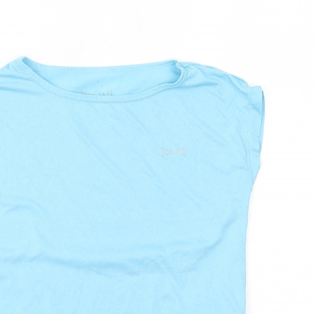USA Pro Girls Blue   Basic T-Shirt Size 9-10 Years