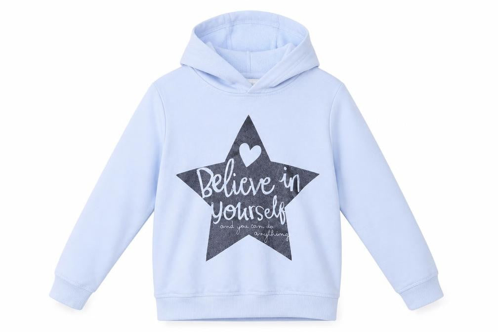 Front view of George boys’ blue pullover hoodie, size 9-10, years - believe in yourself