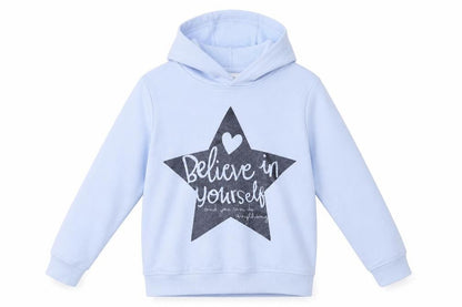 Front view of George boys’ blue pullover hoodie, size 9-10, years - believe in yourself