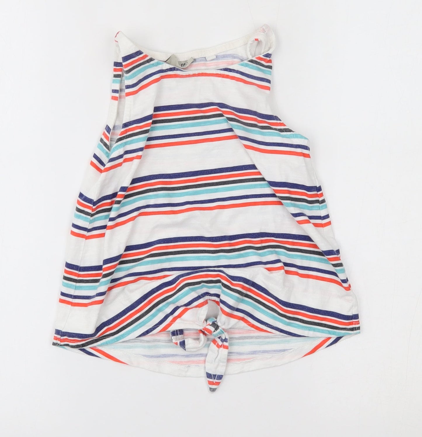 NEXT Girls White Striped  Basic Tank Size 7 Years