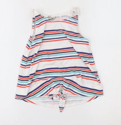 NEXT Girls White Striped  Basic Tank Size 7 Years