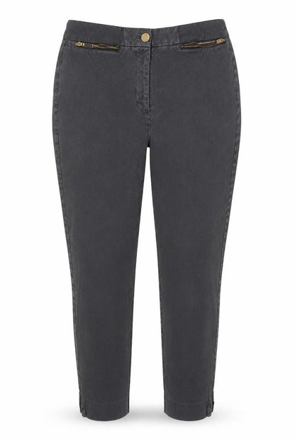 Front view of Marks & Spencer women’s grey denim skinny jeans, size UK 12, 25-inch leg