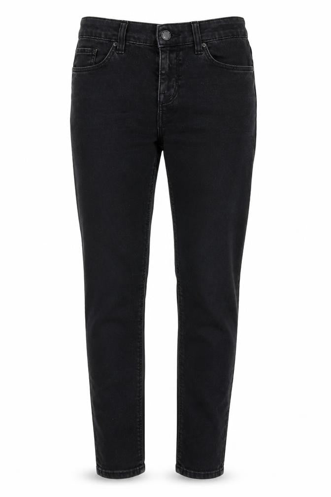Front view of Topshop women’s black denim skinny jeans, size UK 27, in, 26-inch leg