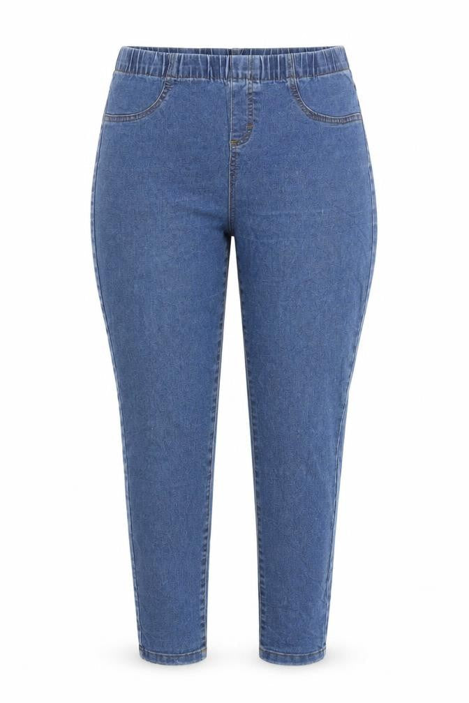 Front view of Beloved women’s blue denim jegging jeans, size UK 8, 29-inch leg