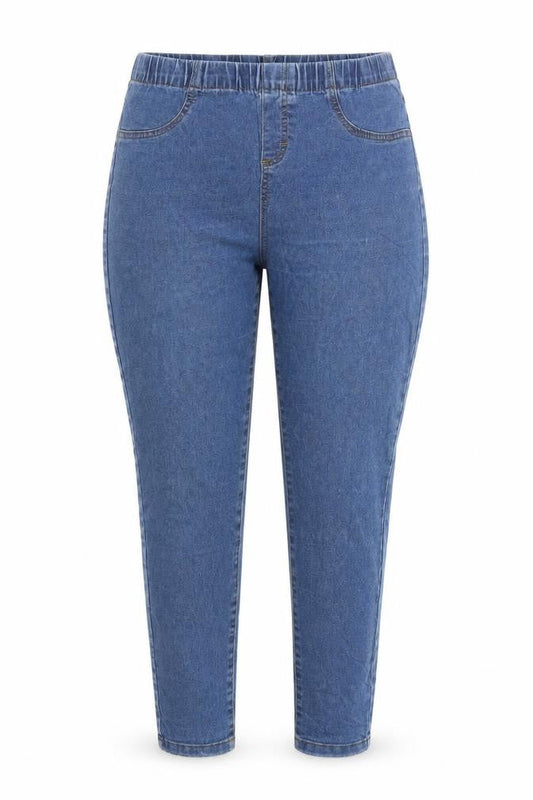 Front view of Beloved women’s blue denim jegging jeans, size UK 8, 29-inch leg