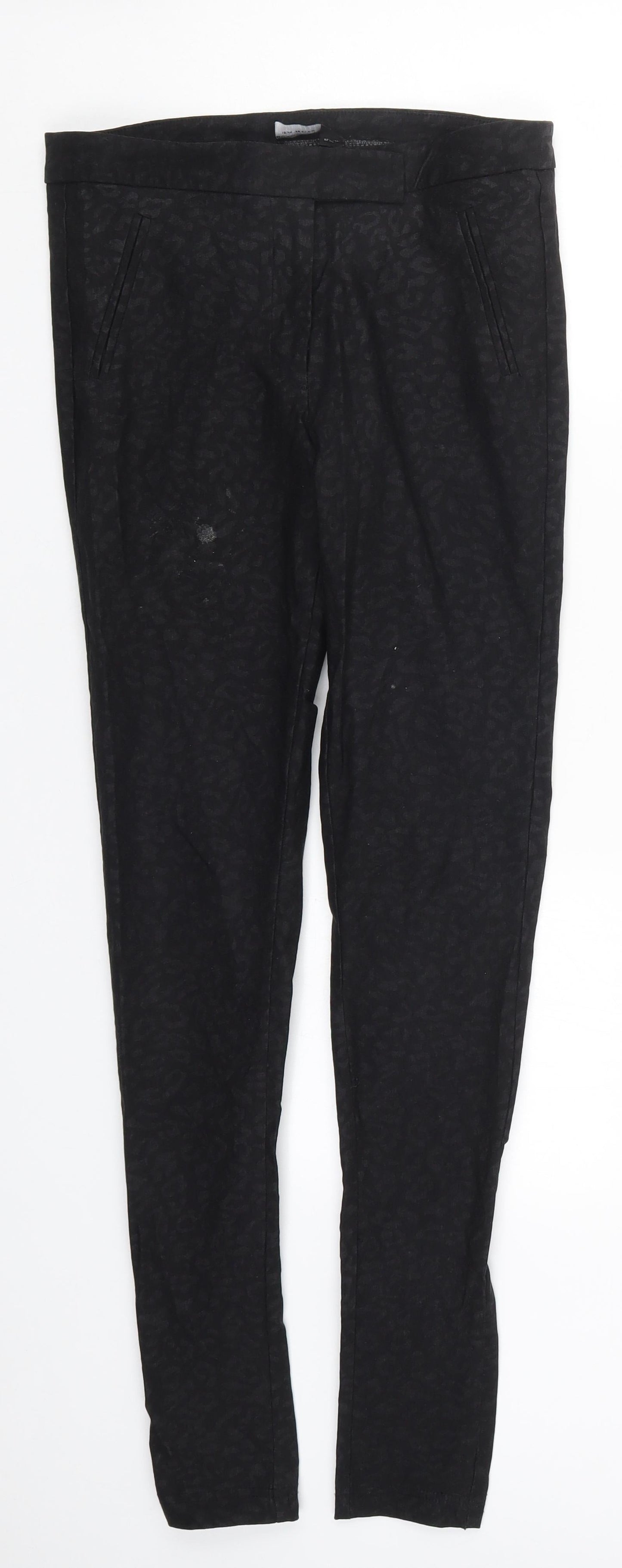 Dorothy Perkins Womens Black Animal Print Denim Skinny Jeans Size 10 L30 in