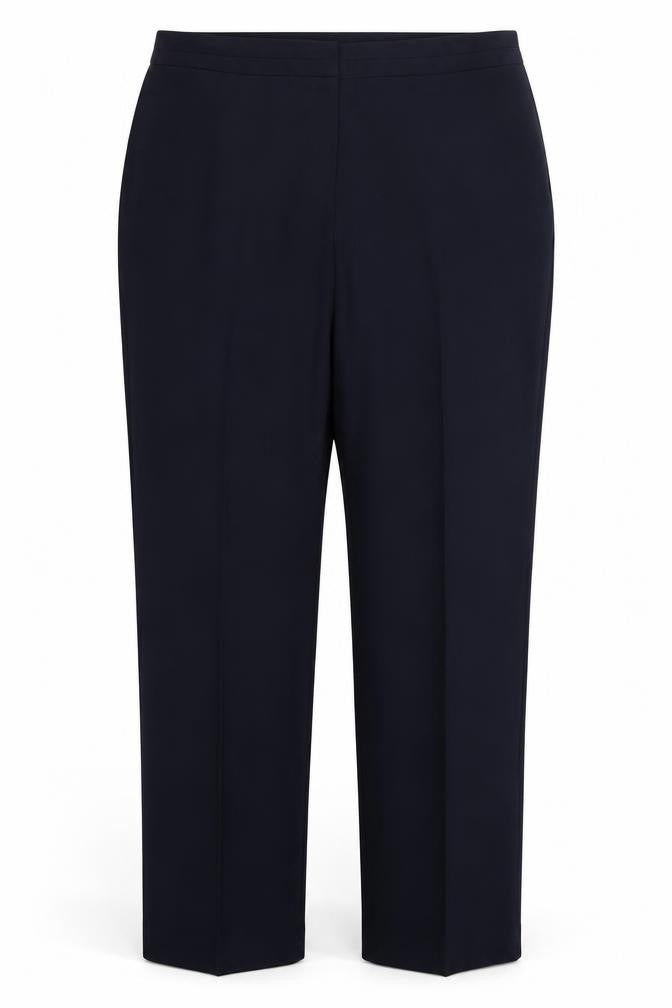 Front view of Bonmarché women’s blue trousers, size UK 14, 29.5-inch leg