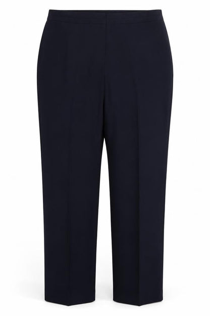Front view of Bonmarché women’s blue trousers, size UK 14, 29.5-inch leg