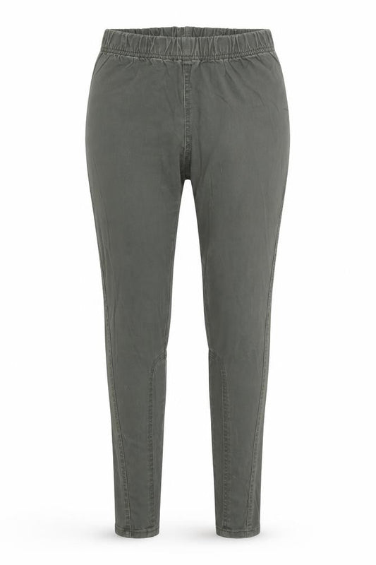 Front view of H&M women’s green denim jegging jeans, size UK 10, 29.5-inch leg