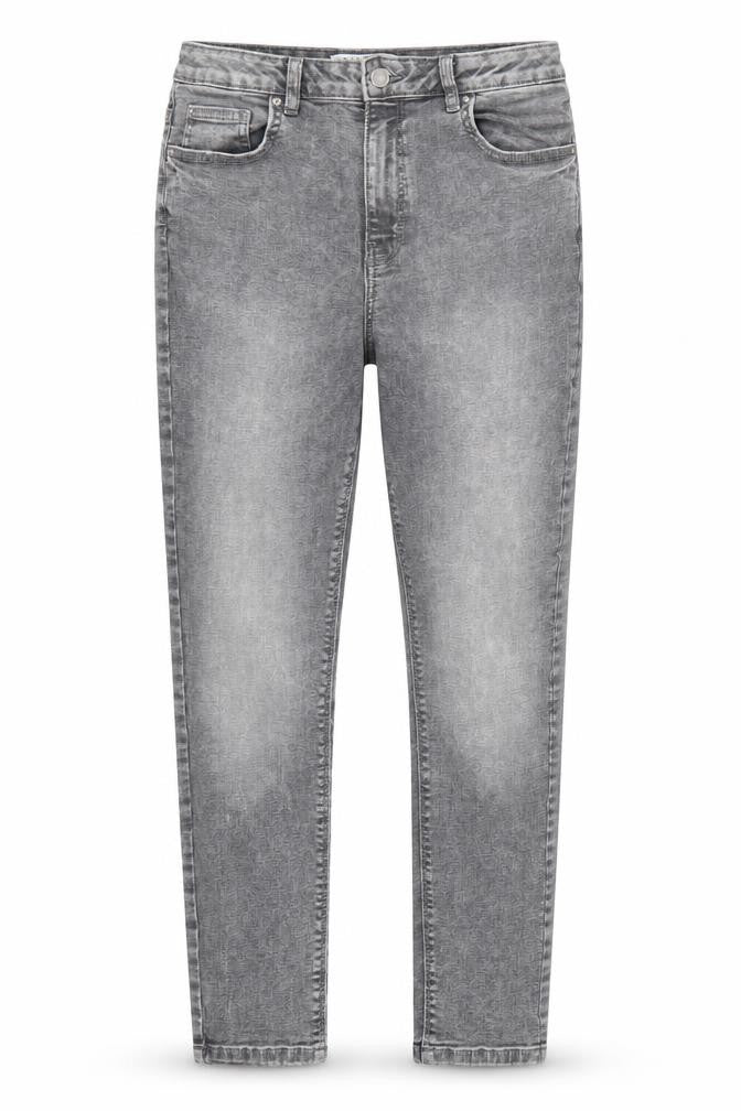 Front view of Denim Co women’s grey denim skinny jeans, size UK 14, 27.5-inch leg