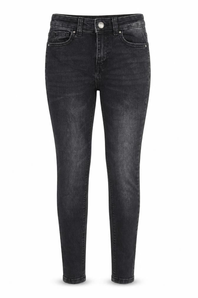 Front view of Denim Co women’s black denim skinny jeans, size UK 4, 26-inch leg