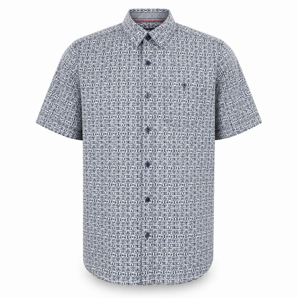 Mens UK Size M Sandstone & Co Blue  Button-Up Short Sleeve Casual Shirt