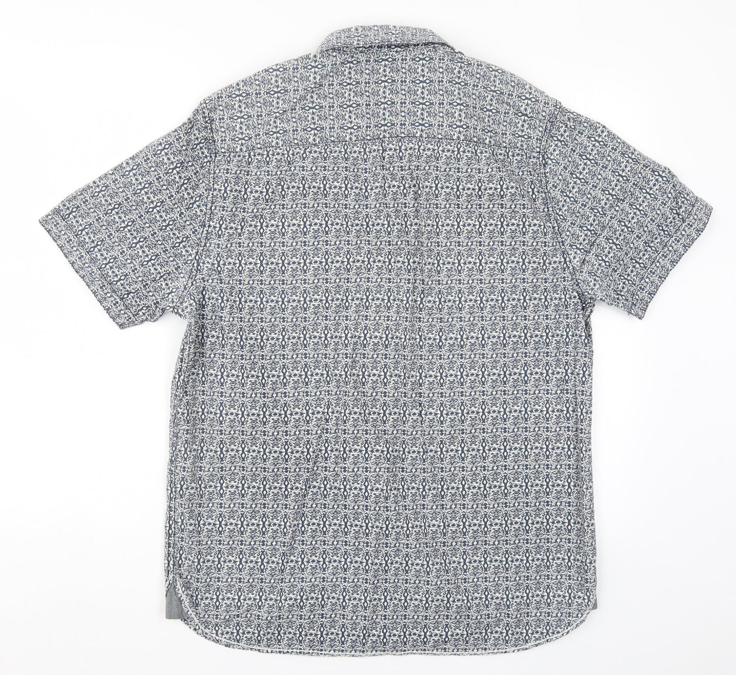 Sandstone & Co Mens Blue Geometric   Button-Up Size M