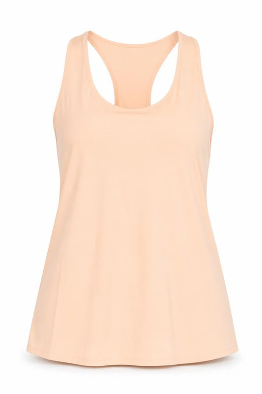 Front view of women’s orange basic tank, size UK 14