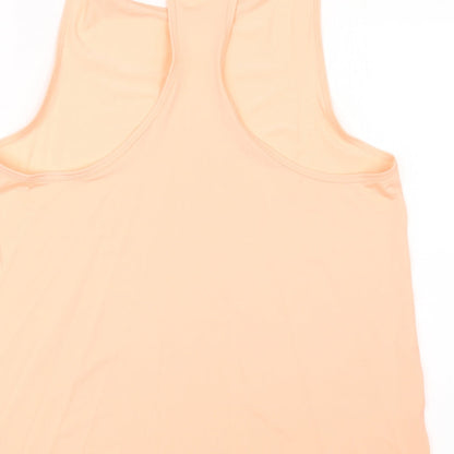 Brand and care label for women’s orange basic tank, size UK 14