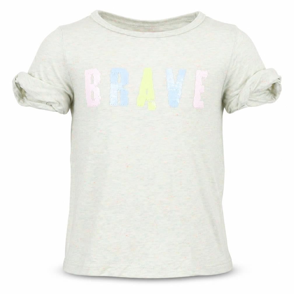 Front view of F&F girls’ green basic t-shirt, size 6-7, years