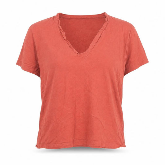 Womens UK Size 8 Great plains Orange Cropped T-Shirt