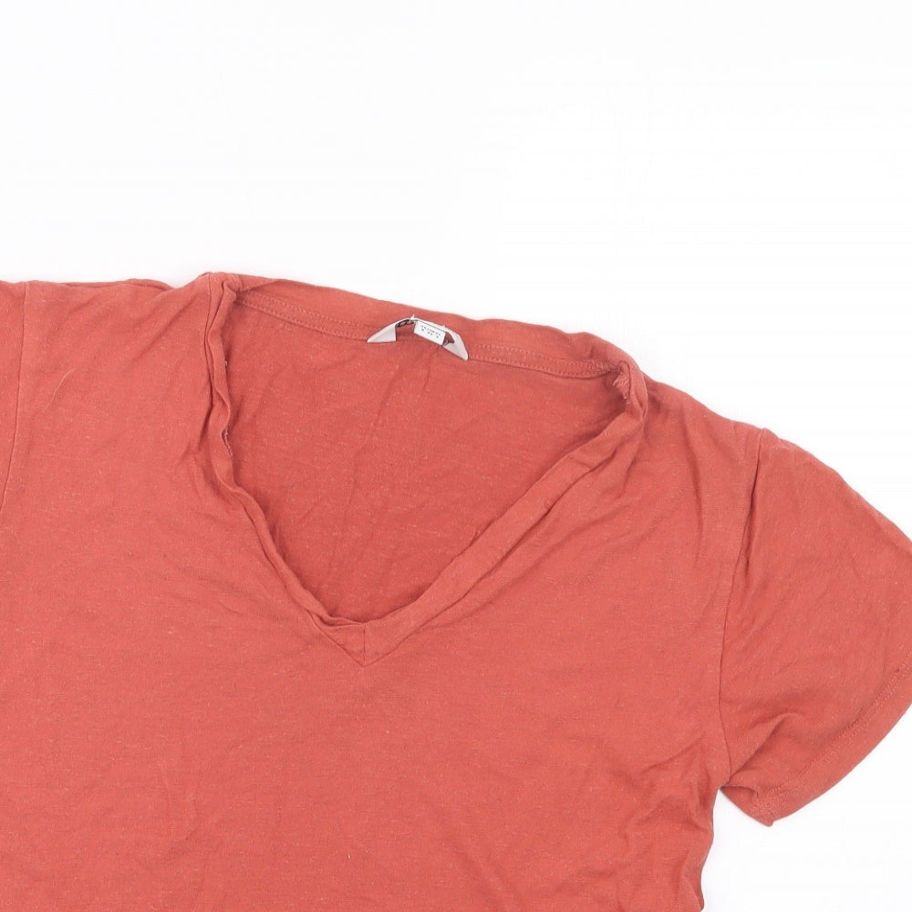 Womens UK Size 8 Great plains Orange Cropped T-Shirt