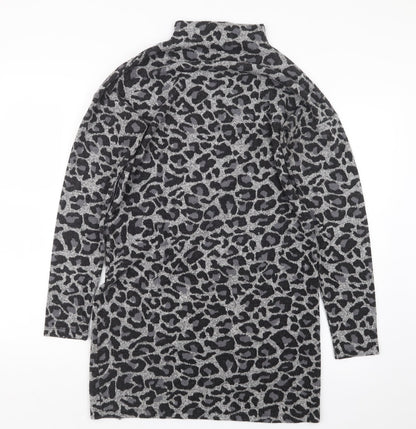Oasis Womens Black Animal Print  Jumper Dress  Size S