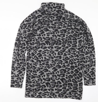 Oasis Womens Black Animal Print  Jumper Dress  Size S