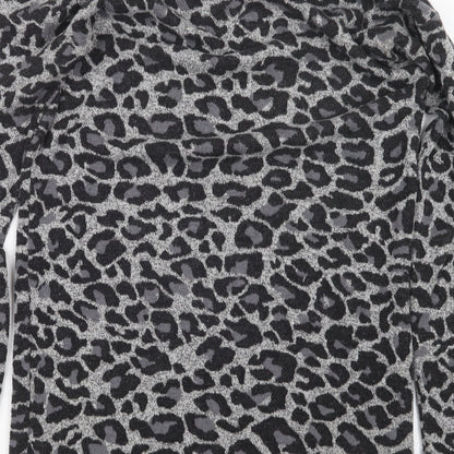 Oasis Womens Black Animal Print  Jumper Dress  Size S