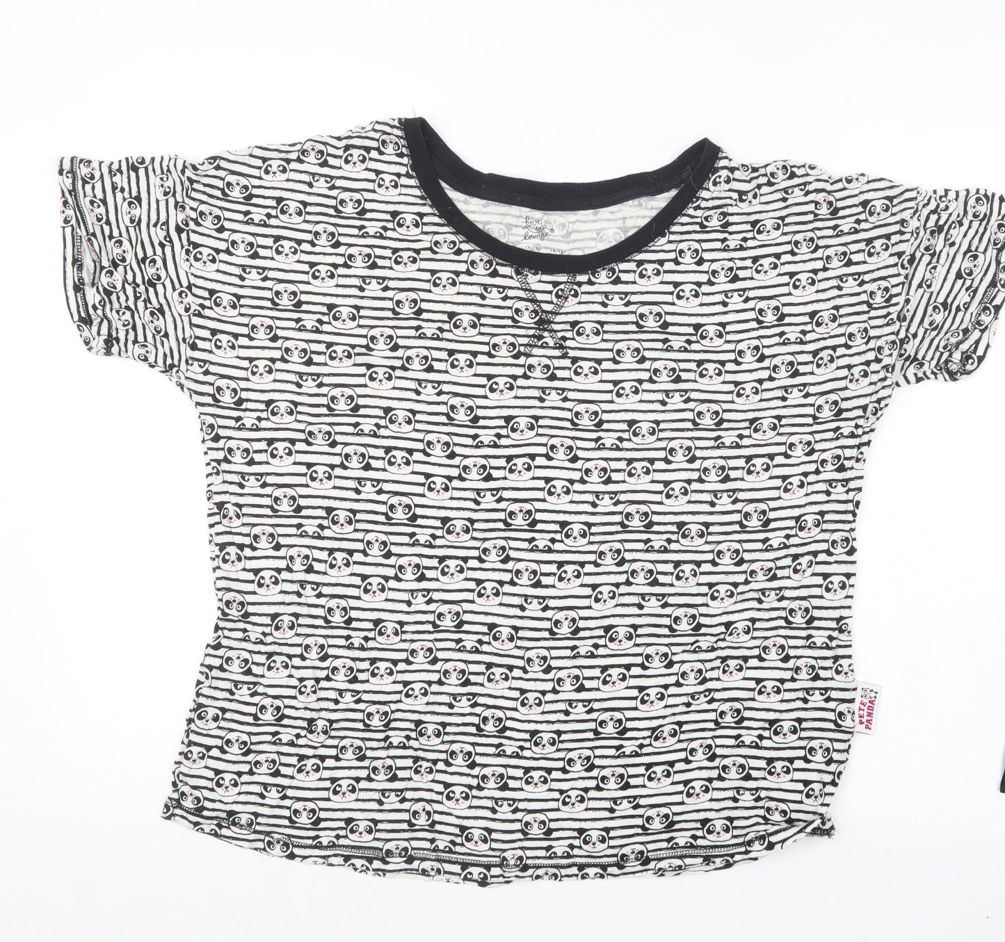 Love to Lounge Womens Black Geometric  Top Pyjama Top Size 14