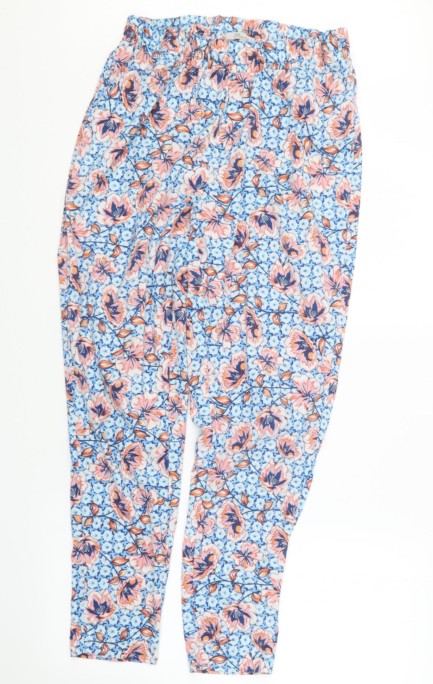 Peacocks Womens Blue Floral  Trousers  Size 12 L27 in