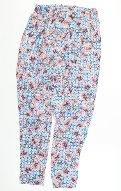 Peacocks Womens Blue Floral  Trousers  Size 12 L27 in
