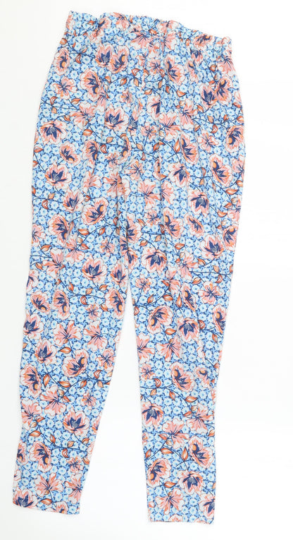 Peacocks Womens Blue Floral  Trousers  Size 12 L27 in