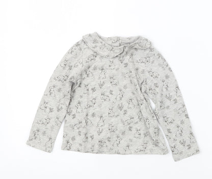 Additional front view of Tu girls’ grey geometric basic t-shirt, size 9-12, months