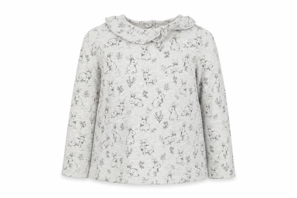 Front view of Tu girls’ grey geometric basic t-shirt, size 9-12, months
