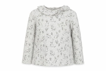 Front view of Tu girls’ grey geometric basic t-shirt, size 9-12, months
