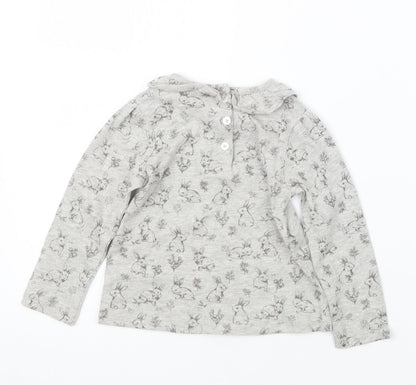 Back view of Tu girls’ grey geometric basic t-shirt, size 9-12, months