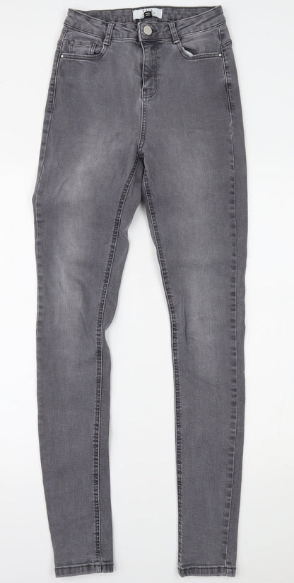 Dorothy Perkins Womens Grey  Denim Skinny Jeans Size 8 L29 in