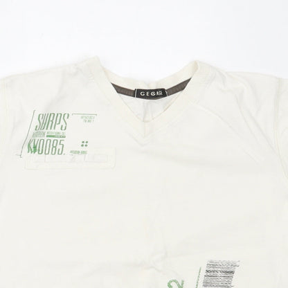 Close-up detail of George boys’ white basic t-shirt, size 8-9, years