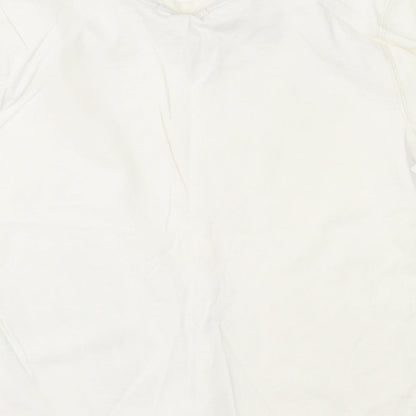Brand and care label for George boys’ white basic t-shirt, size 8-9, years