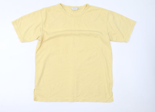 Womens UK Size M Casual Club Yellow Basic T-Shirt