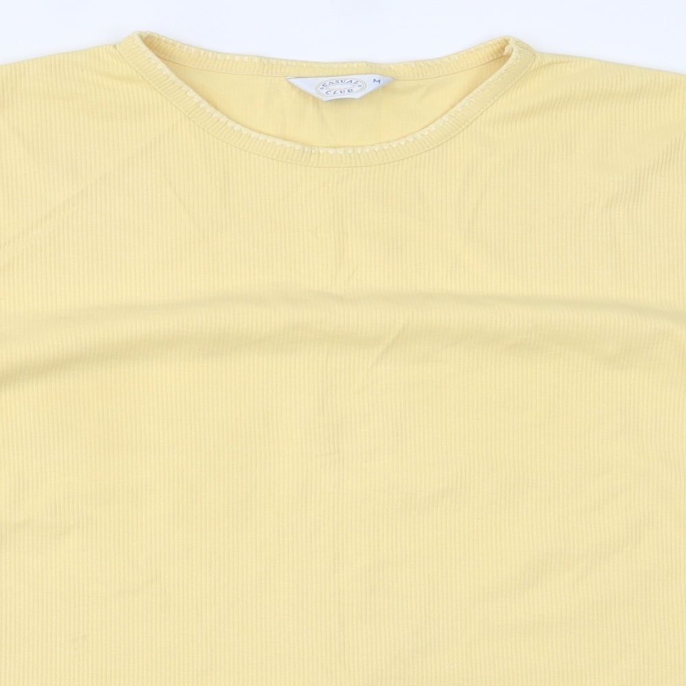 Womens UK Size M Casual Club Yellow Basic T-Shirt