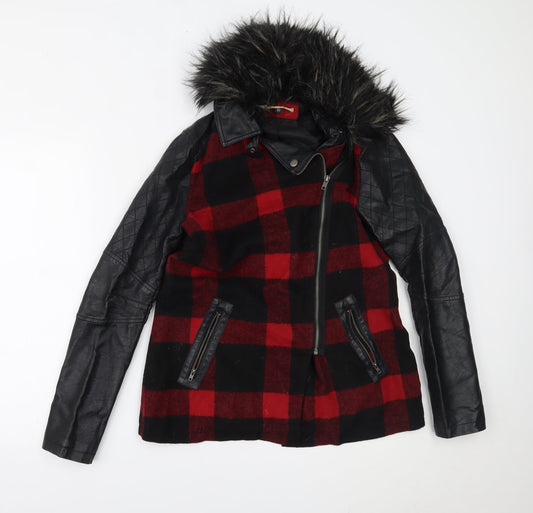 Blonde & Blonde Womens Black Plaid  Overcoat Coat Size 10