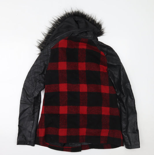 Blonde & Blonde Womens Black Plaid  Overcoat Coat Size 10