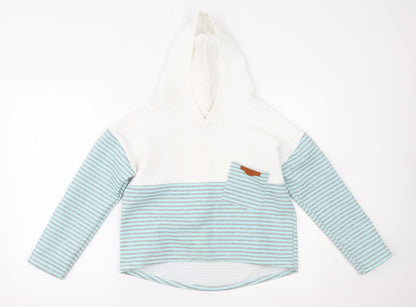 Additional front view of women’s blue pullover hoodie, size S